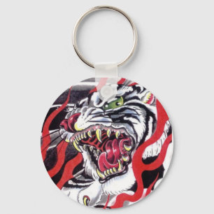 Japanese Tattoo Design- White Tiger Keychain
