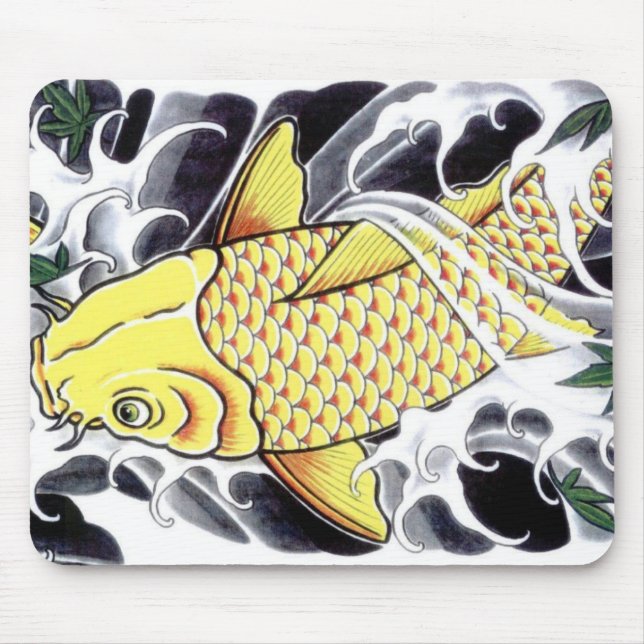 Japanese Tattoo Koi Fish Design Mouse Pad (Front)