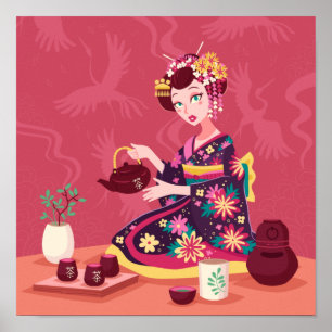 Japanese Tea Ceremony, Crane Poster