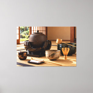 Japanese Tea Ceremony – Traditional Utensils and Q Canvas Print