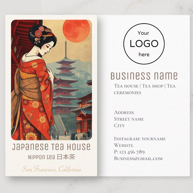 Japanese tea house restaurant shop Business Card (Creator Uploaded)