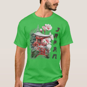 Japanese Temple Cherry Blossom Japan T-Shirt