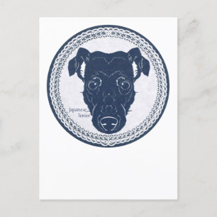 Japanese terrier paper-cutting postcard
