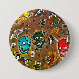 Japanese Theme 3 Inch Round Button