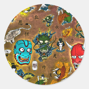 Japanese Theme Classic Round Sticker