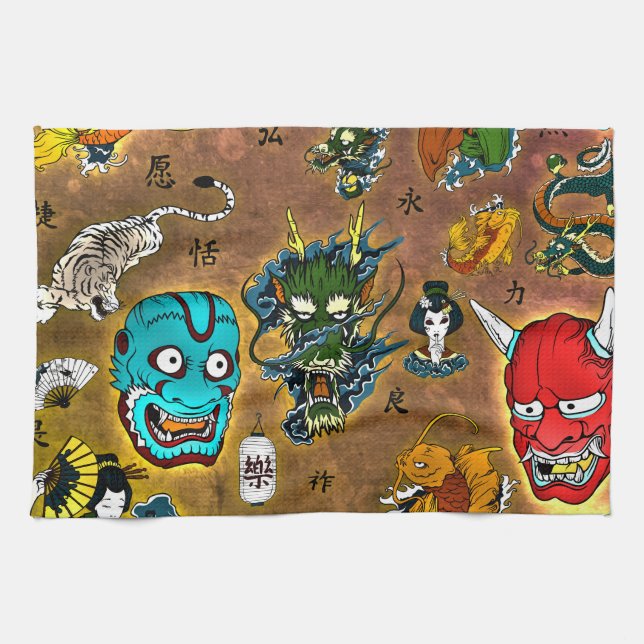 Japanese Theme Kitchen Towel (Horizontal)