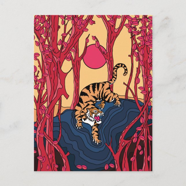 Japanese Tiger Holiday Postcard (Front)