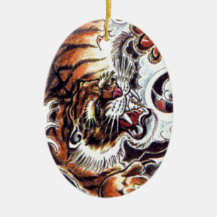 Japanese Tiger Tattoo Ceramic Ornament