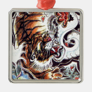 Japanese Tiger Tattoo Metal Ornament