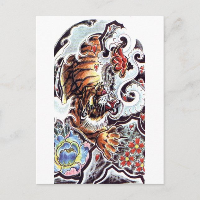 Japanese Tiger Tattoo Postcard (Front)