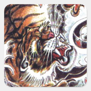 Japanese Tiger Tattoo Square Sticker