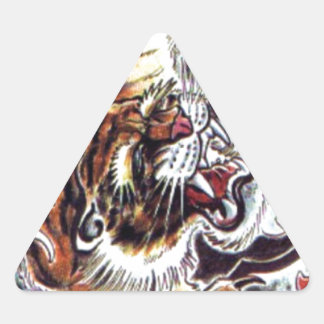 Japanese Tiger Tattoo Triangle Sticker