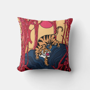 Japanese Tiger Throw Pillow