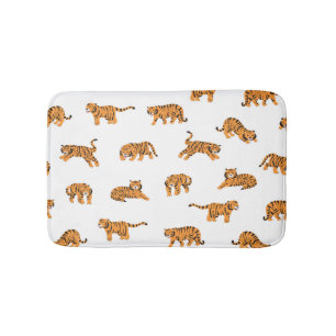 Japanese Tiger: Vintage Doodle Seamless Bath Mat