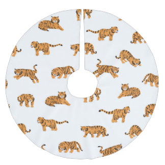 Japanese Tiger: Vintage Doodle Seamless Brushed Polyester Tree Skirt