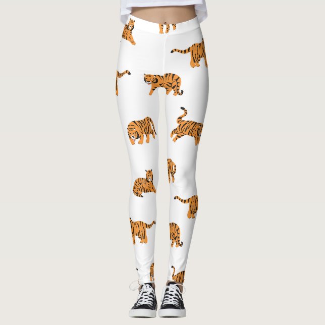 Japanese Tiger: Vintage Doodle Seamless Leggings (Front)