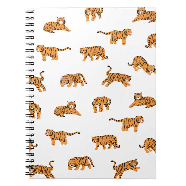 Japanese Tiger: Vintage Doodle Seamless Notebook (Front)