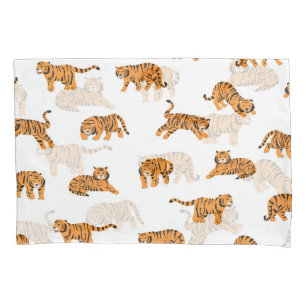 Japanese Tiger: Vintage Doodle Seamless Pillowcase