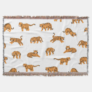 Japanese Tiger: Vintage Doodle Seamless Throw Blanket