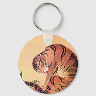 Japanese Tiger Woodblock Vintage Art Ukiyo-E Keychain