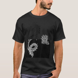Japanese Tokyo dragon Asian Aesthetic Black & Whit T-Shirt