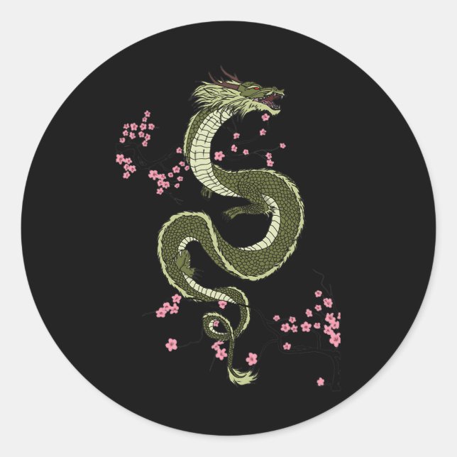 Japanese Tokyo Dragon Asian retro 80’s style 3 Classic Round Sticker (Front)