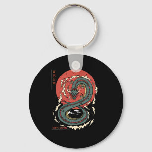 Japanese Tokyo Dragon Asian Vintage Tattoo Neon Re Keychain