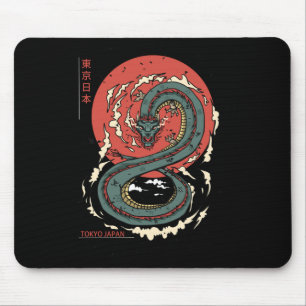 Japanese Tokyo Dragon Asian Vintage Tattoo Neon Re Mouse Pad
