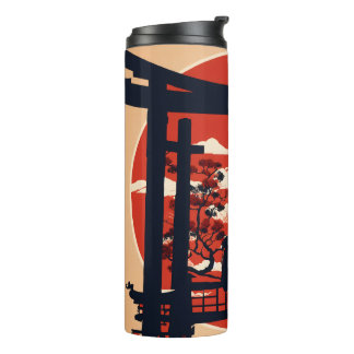 Japanese Torii Gate Silhouette - Zen Sunset Minima Thermal Tumbler