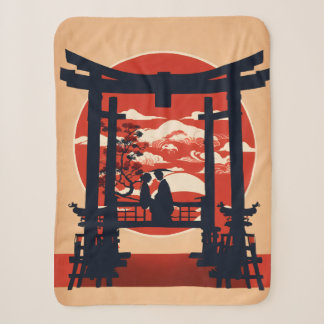 Japanese Torii Gate Sunset Throw Blanket: Romantic
