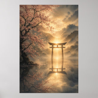 Japanese Torii Night Japandi Wall Art Poster