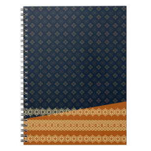 Japanese Tortoise and Diamond Pattern Gold Navy Notebook