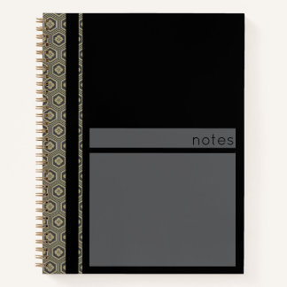 Japanese Tortoise Pattern Black and Gold Notebook