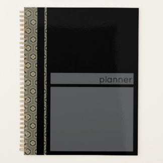 Japanese Tortoise Pattern Black and Gold Planner