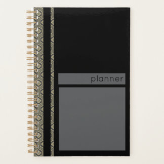 Japanese Tortoise Pattern Black and Gold Planner