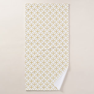 Japanese Traditional Design2 -SHIPPO- White&Gold Bath Towel