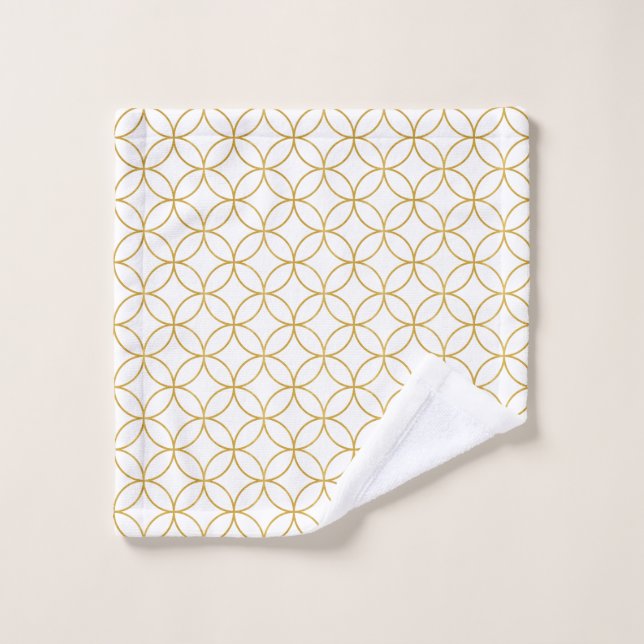 Japanese Traditional Design2 -SHIPPO- White&Gold Wash Cloth (Wash Cloth)