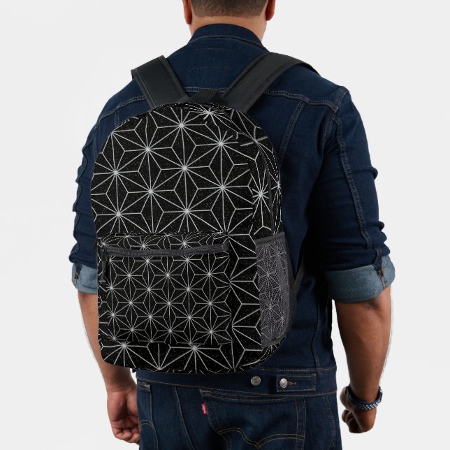 Japanese Traditional Design -Asanoha- geometry Printed Backpack (Insitu (Model))