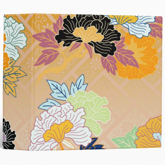 Japanese Traditional Floral Pattern Binder (Front/Spine)