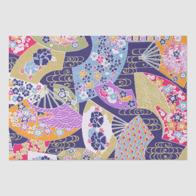 Japanese Traditional Geisha fans Tissue Paper (Front)