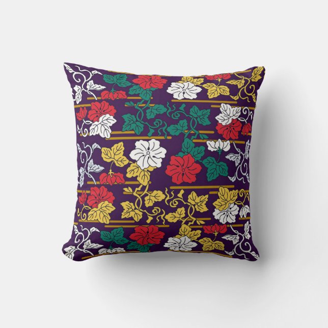 Japanese Traditional Leaf Pattern Throw Pillow (Front)