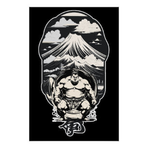 Japanese traditional sumo wrestling poster