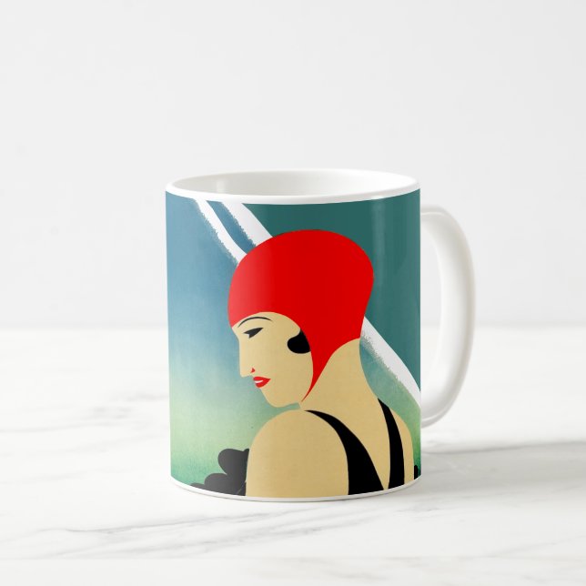 Japanese Travel Tourism Poster 1930s Art Deco Girl Coffee Mug (Front Right)