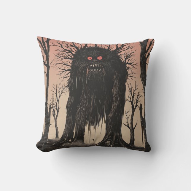 Japanese Tree Yokai Throw Pillow (Front)