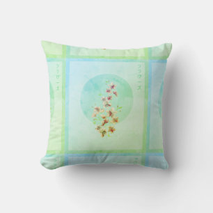 Japanese turquoise floral blossoms at Spring time  Throw Pillow