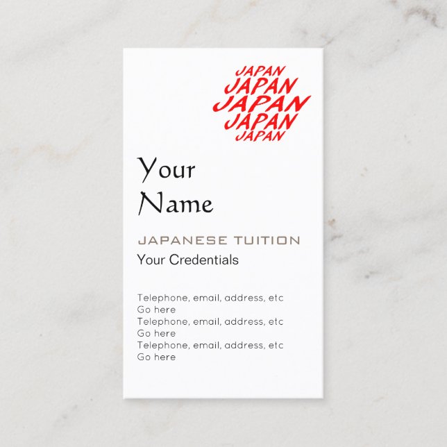 Japanese Tutor Appointment Business Cards (Front)