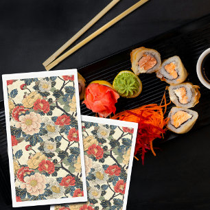 Japanese Ukiyo-E Art Floral Pattern Napkin