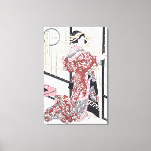 Japanese Ukiyo-e Courtesan with Hair Ornaments Canvas Print