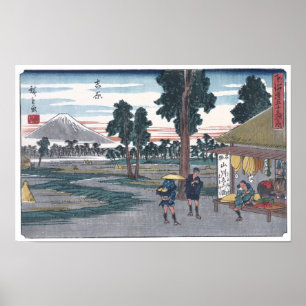 Japanese Ukiyo-e of Yoshiwara Station by Hiroshige Poster