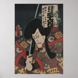 Japanese Ukiyo-e Samurai Kabuki Actor by Kunisada Poster